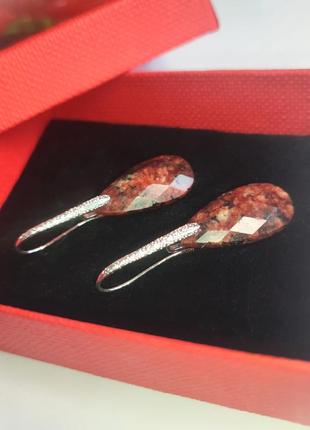 Серьги красная яшма "капля"