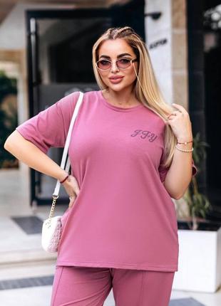 Удобный летний женский трикотажный костюм с бриджами