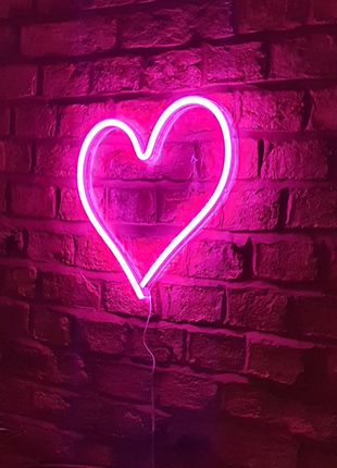 Неонова led вивіска neonflexglow «рожеве серце кохання» 30х35 см