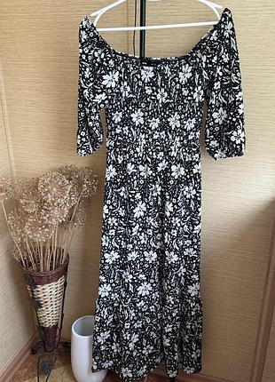 Платье миди цветочный принт