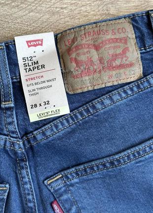 512™ slim taper чоловічі фірмові джинси сині завужені фірмові базові сині levis10 фото
