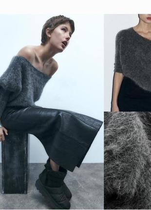 Zara асимметричный свитер пончо 57% альпака