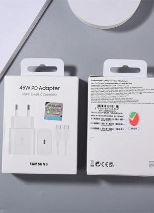 Мережевий зарядний пристрій + кабель samsung 45 w power adapter type-c cable white dg889