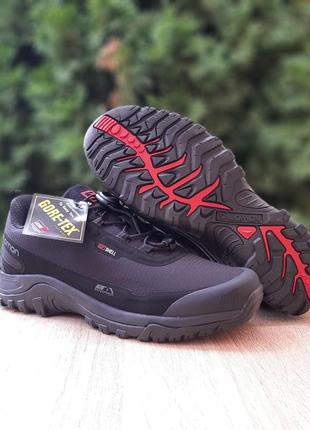 Кроссовки salomon shelter черные с красным низкие