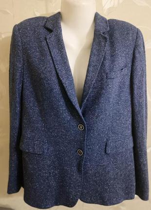 Женский синий блейзер massimo dutti, блейзер из смеси шерсти и шелка,