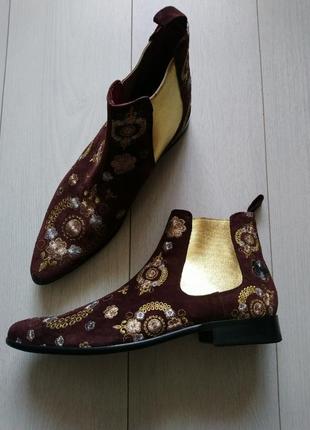 Черевики козачки шкіряні melvin & hamilton 7/43 розмір з вишивкою для виступів