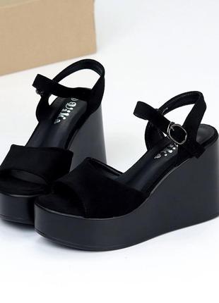 Босоніжки "vito", чорні, екозамша