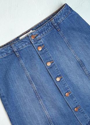 🌿1+1=3 джинсова синя коротка спідниця на ґудзиках h&m, розмір 46 — 484 фото