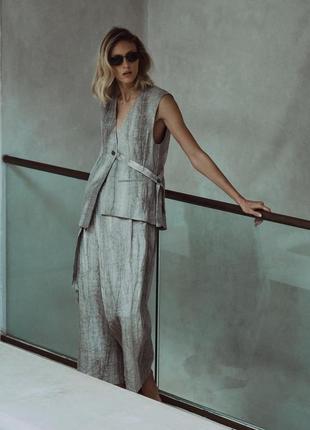 Асимметричный жилет с брюками zw collection 100%-го льна