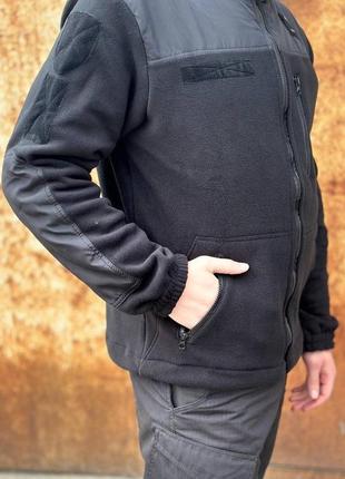 Тактическая флисовая кофта черная с плащевки полиция