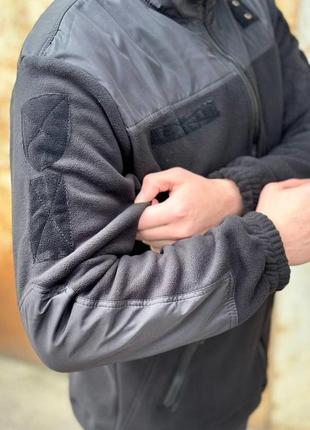 Тактическая флисовая кофта черная с плащевки полиция