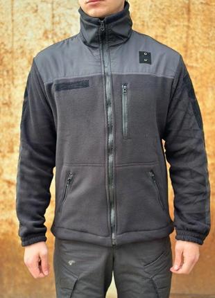 Тактическая флисовая кофта черная с плащевки полиция