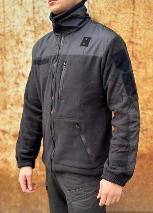 Тактическая флисовая кофта черная с плащевки полиция