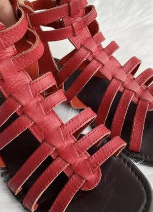 Кожаные красные босоножки гладиаторы divaz натуральная кожа