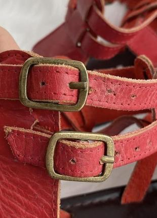 Кожаные красные босоножки гладиаторы divaz натуральная кожа