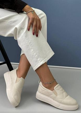 Мокасины белые женские