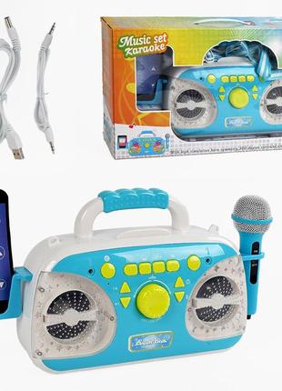 Караоке з мікрофоном і bluetooth для дітей із підставкою під телефон2 фото