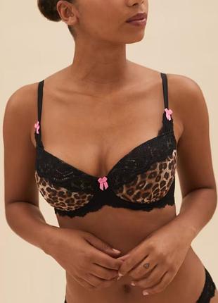 90f шикарний леопардовий бюстгальтер балконет