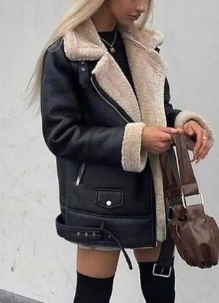Женская дубленка зимняя искусственным s; m; l rin1553-6964aве