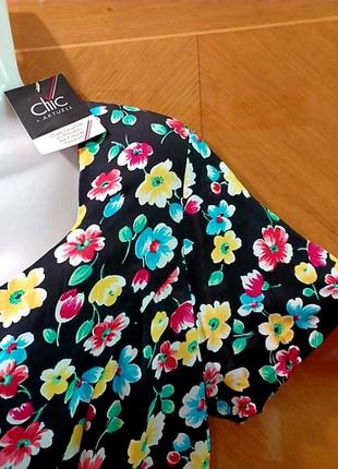 Новое 100% вискоза длинное платье - халат с цветочками в винтажном стиле от chic+aktuell на высокий рост5 фото