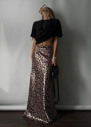 Трендовая юбка макси леопард атлас7 фото