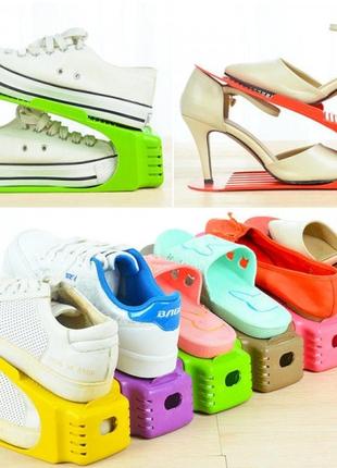 4 в 1 подвійні підставки для взуття double shoe racks ly-500 органайзери для взуття — комплект 4 шт.