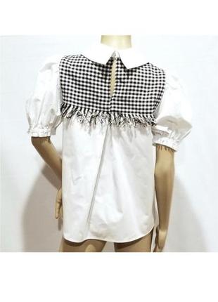Біла блуза, сорочка, рубашка з твідом zara4 фото