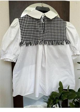 Біла блуза, сорочка, рубашка з твідом zara6 фото