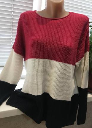 Новий стильний в'язаний светр спущений рукав 🌸