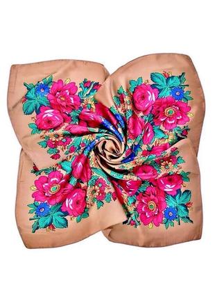 Весенний терновый платок с розами и маками. украинский народный женский натуральный платок