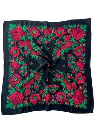 Весенний терновый платок с розами и маками. украинский народный женский натуральный платок