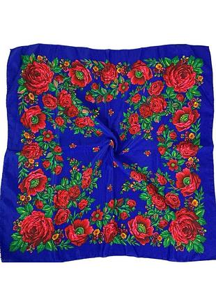 Весенний терновый платок с розами и маками. украинский народный женский натуральный платок