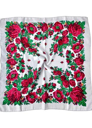 Весенний терновый платок с розами и маками. украинский народный женский натуральный платок