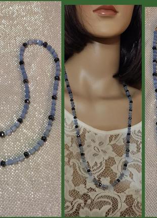 Бусы сатиновые,кобальтовые,винтаж