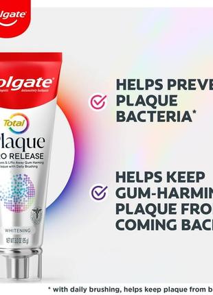 Антибактеріальна відбілююча зубна паста colgate total plaque pro-release whitening3 фото