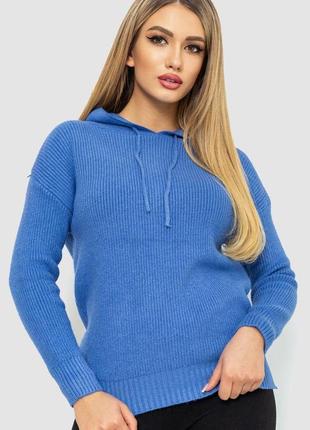 Кофта-батник жіноча з капюшоном, колір джинс, 244r2029