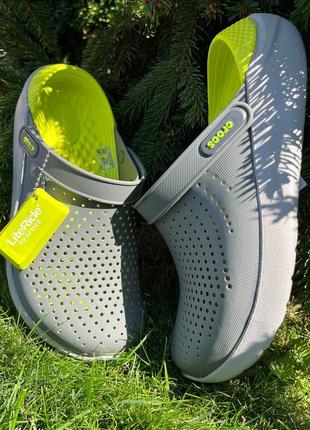 Crocs literide clog literide clog grey/lightgreen чоловічі крокси лідер продажів croc cro...