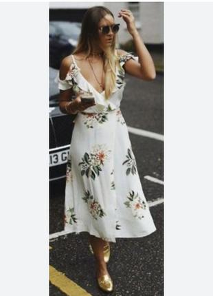 Яркий сарафан на запах, летнее платье в цветочный принт2 фото