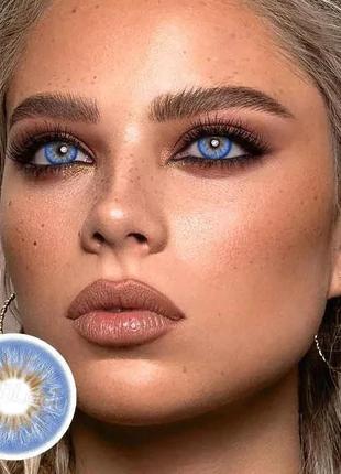 Небесно-блакитні кольорові контактні лінзи для очей, відмінне перекриття свого кольору.