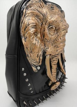 Большой черный рюкзак унисекс со слоном