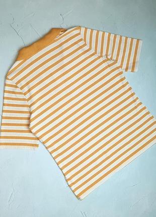 🌿1+1=3 базова жовта жіноча футболка поло рубчик в смужку f&f, розмір 48 - 504 фото