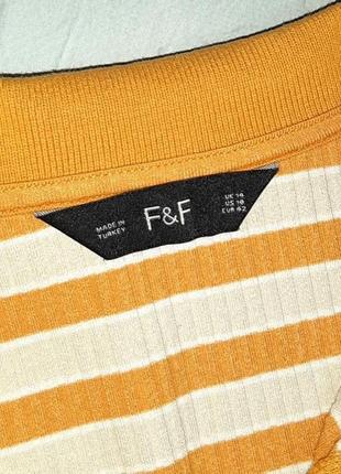 🌿1+1=3 базова жовта жіноча футболка поло рубчик в смужку f&f, розмір 48 - 507 фото