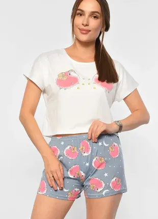 Жіноча піжама топ шорти s,m,l,xl