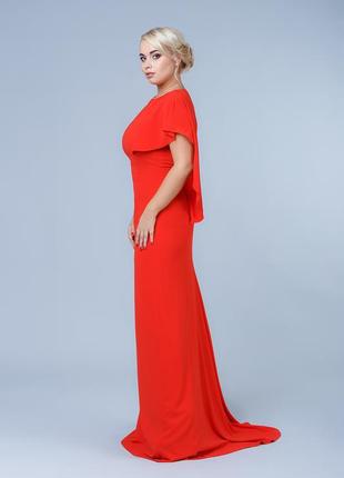 Красное платье в пол с флатер-рукавами halston heritage3 фото