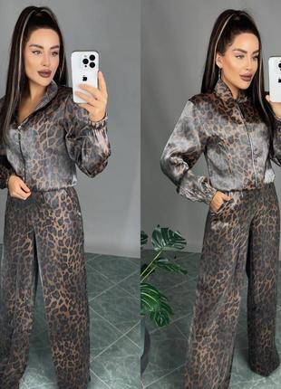 Шикарный леопардовый костюм – бомбер + брюки7 фото