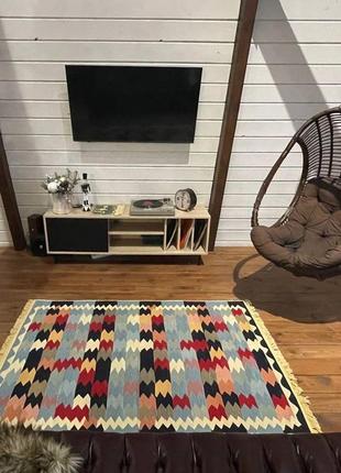 Різнокольоровий турецький, двосторонній, безворсовий килим, розмір 60x907 фото