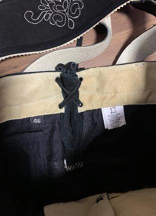 Ледерхозе бриджи на лямках натуральная замша винтаж баварский альпийский костюм октоберфест