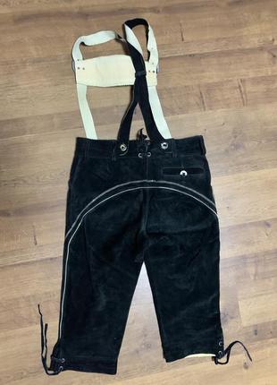 Ледерхозе бриджи на лямках натуральная замша винтаж баварский альпийский костюм октоберфест