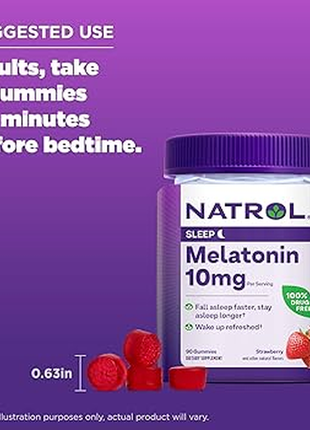 Natrol, мелатонін, зі смаком полуниці, 10 мг, 90 жувальних мармеладок (5 мг в 1 шт.)