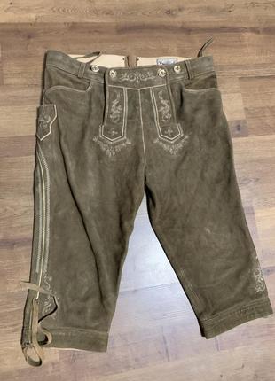 Ледерхозе бриджи натуральная замша винтаж баварский альпийский костюм октоберфест